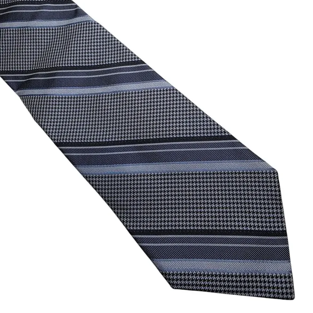 Nordstrom grey blue diagonal stripe houndstooth classic silk tie - 59.5